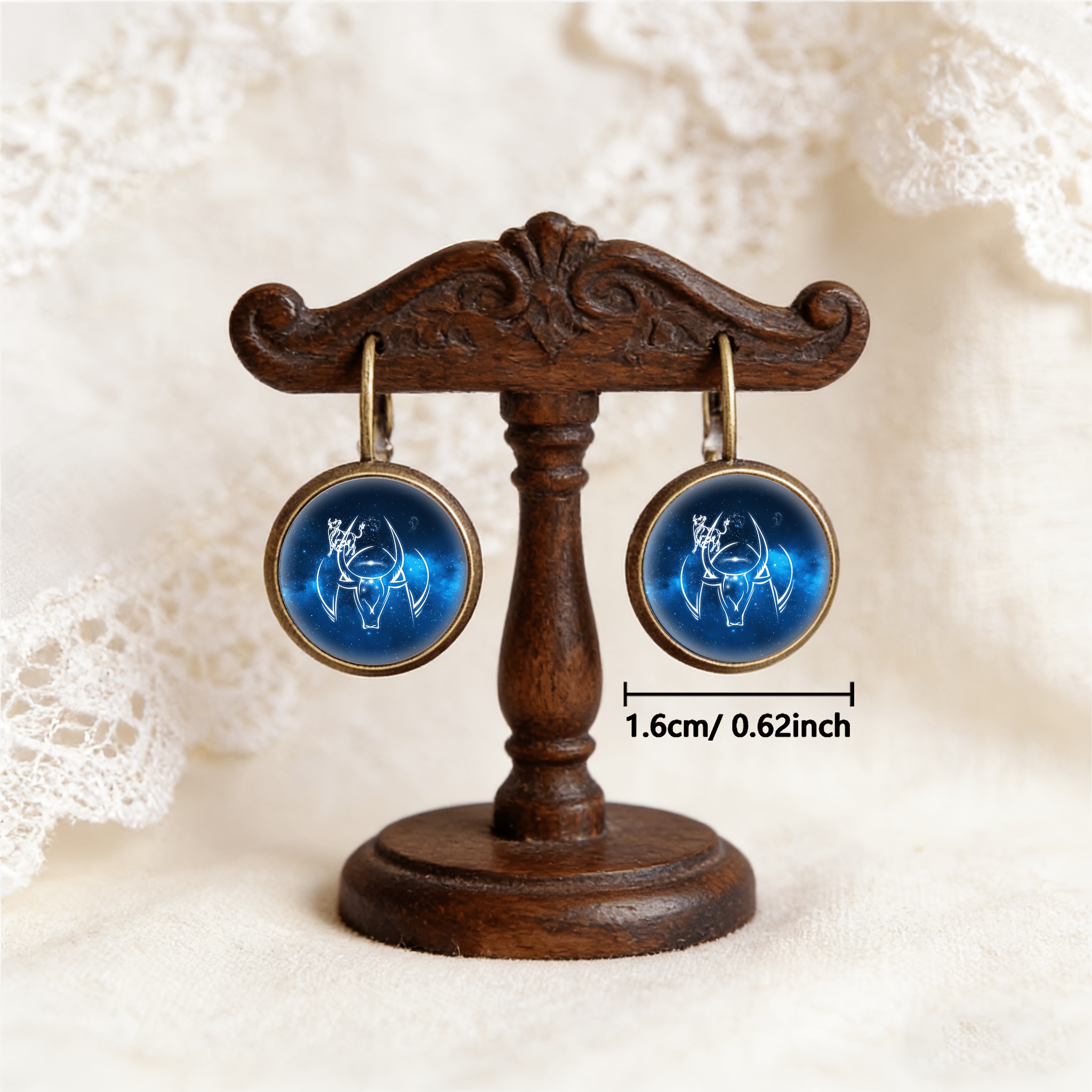 2pcs Set Ancient Teal Round Classic Earrings with Ear Hooks